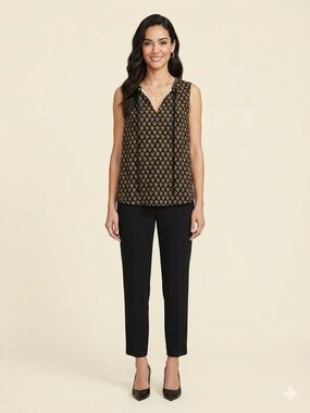 Proenza Schouler Black and Gold Sleeveless V-Neck Camisole